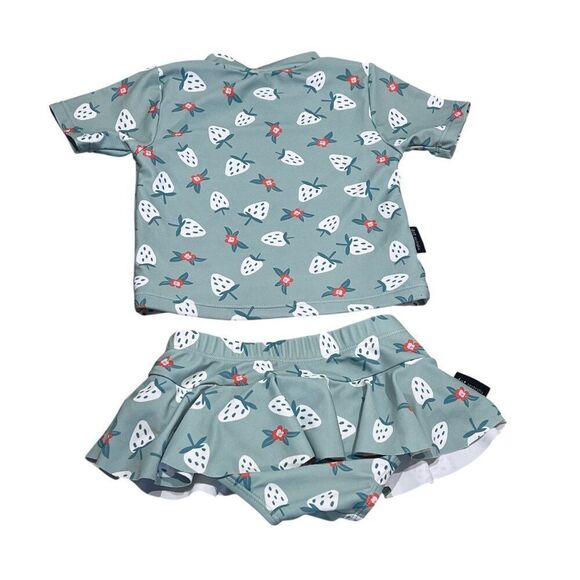 DOT AUSTRALIA Baby Girls' Strawberry Flower Two-piece Rashguard Swimsuit 12-18M - Picture 4 of 4